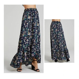🆕Suzanee Betro Navy Floral Asymmetrical Maxi Skirt XL🆕